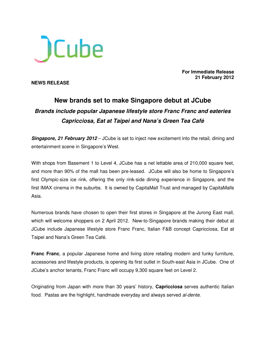New Brands Set to Make Singapore Debut at Jcube