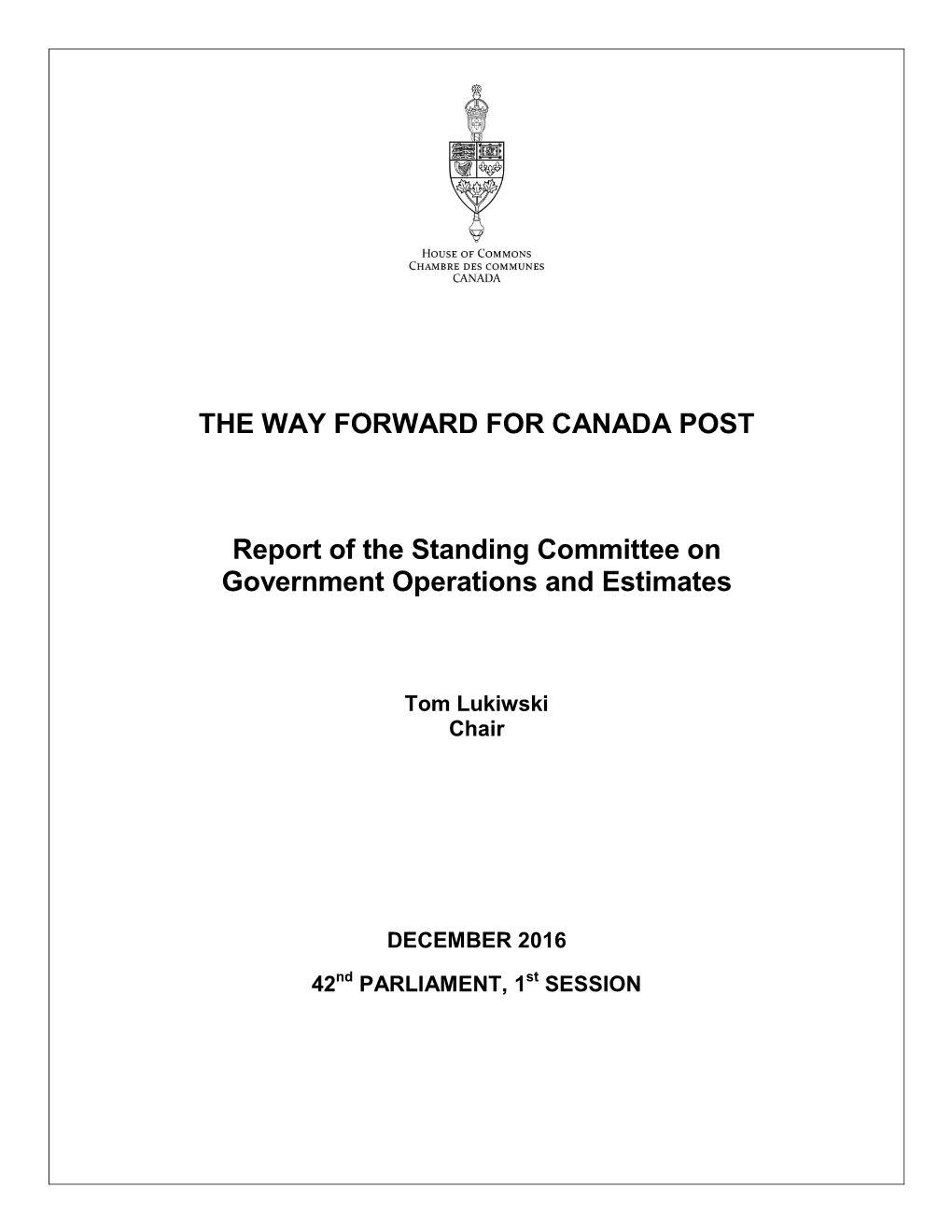 The Way Forward for Canada Post