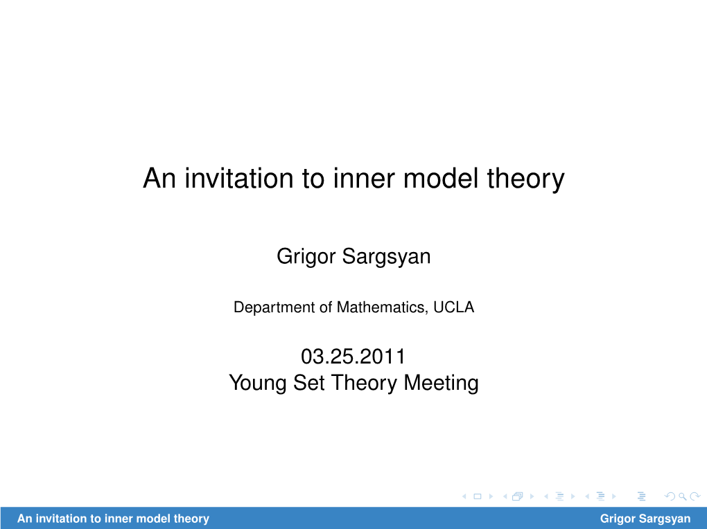 An Invitation to Inner Model Theory