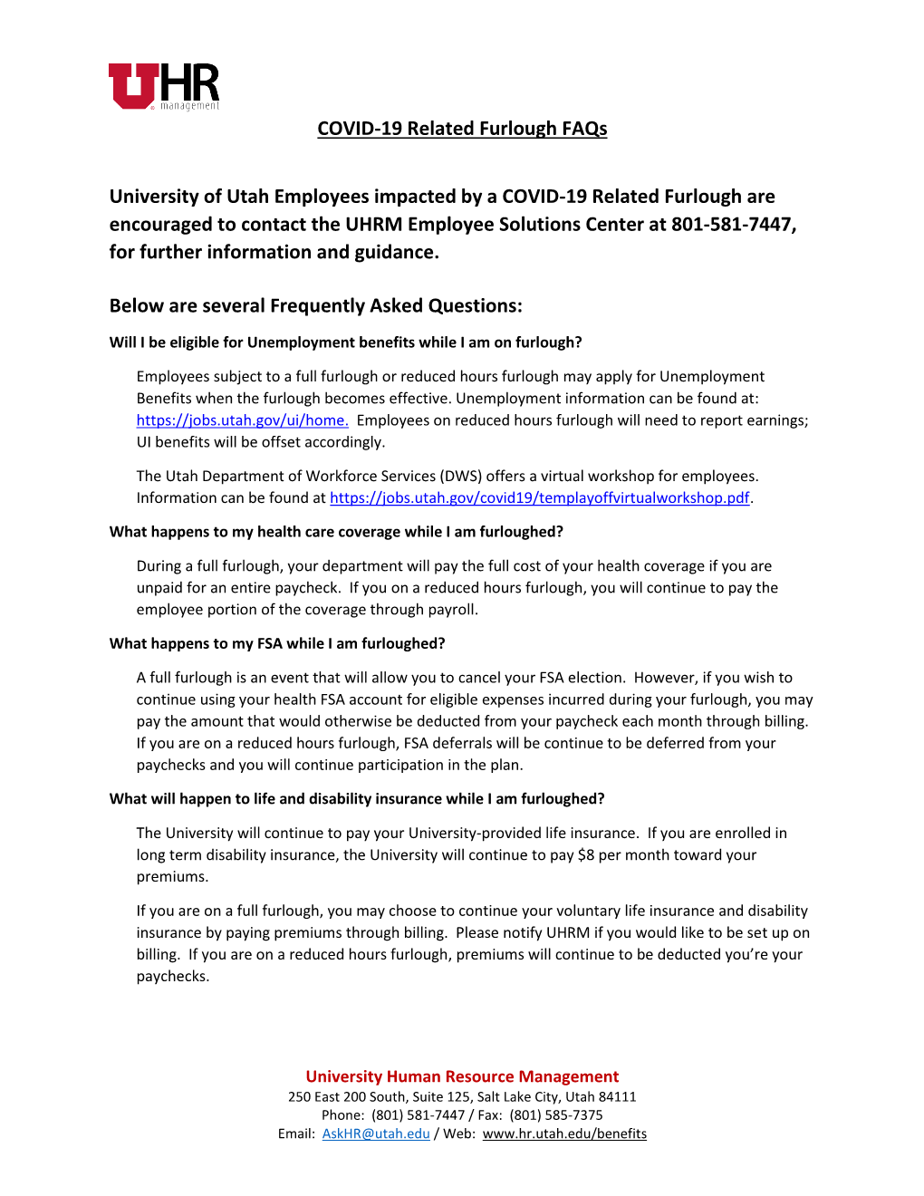 Furlough Faqs