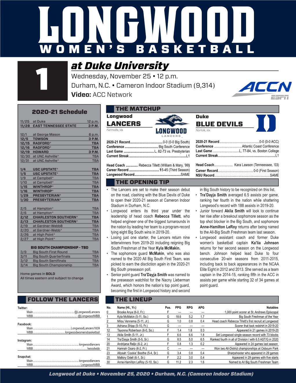 Women's Basketball LONGWOOD GAMEDAY > Misc