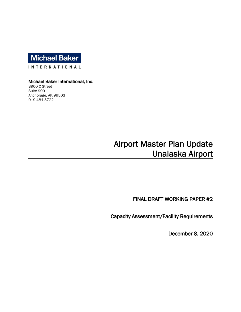 Airport Master Plan Update Unalaska Airport