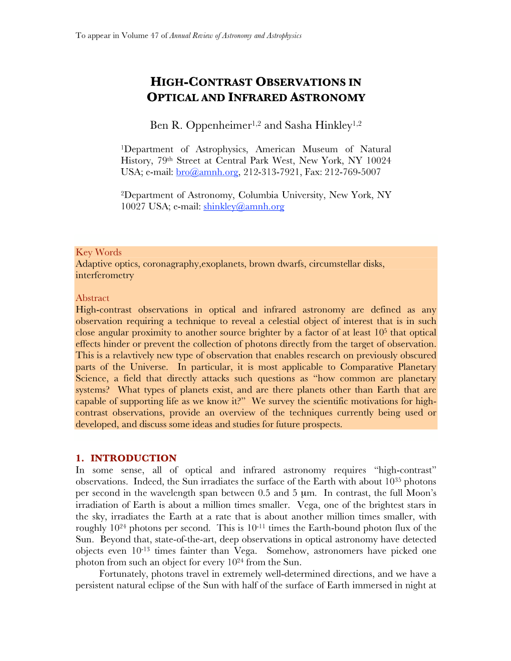 High-Contrast Observations in Optical and Infrared Astronomy