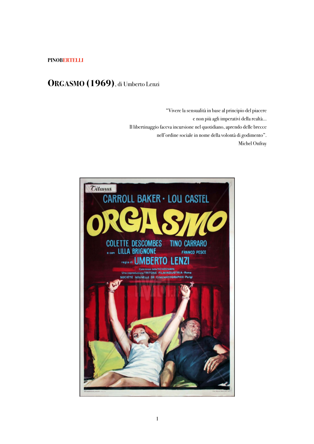 ORGASMO (1969), Di Umberto Lenzi