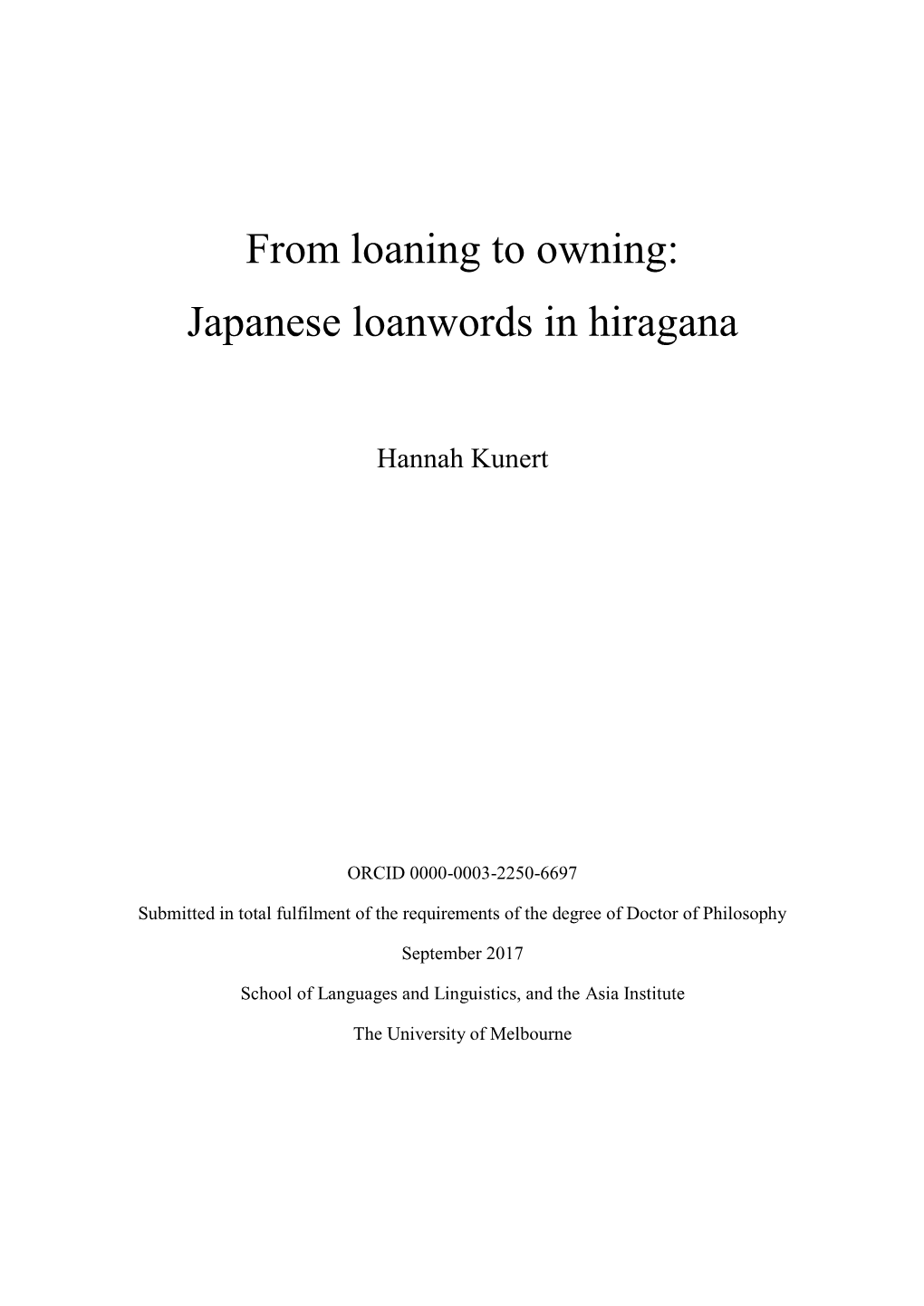 Japanese Loanwords in Hiragana