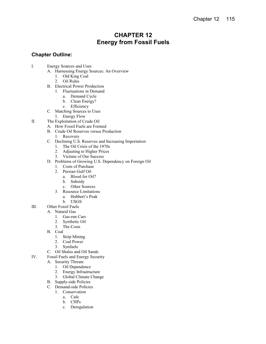 Energy from Fossil Fuels