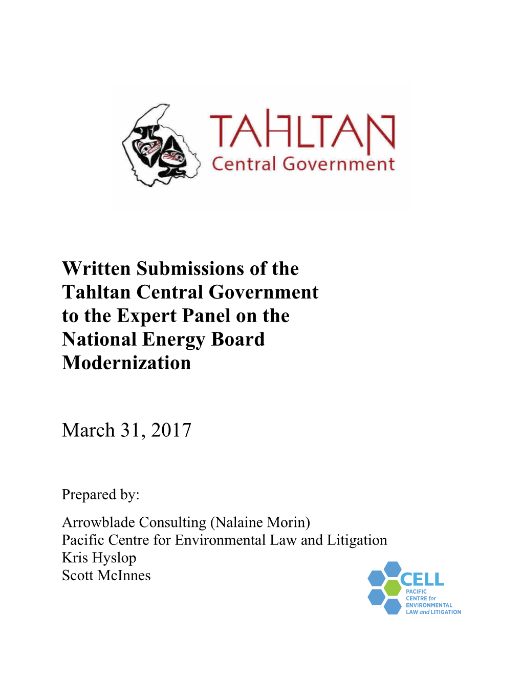Written Submissions of the Tahltan Central Government to the Expert Panel on the National Energy Board Modernization