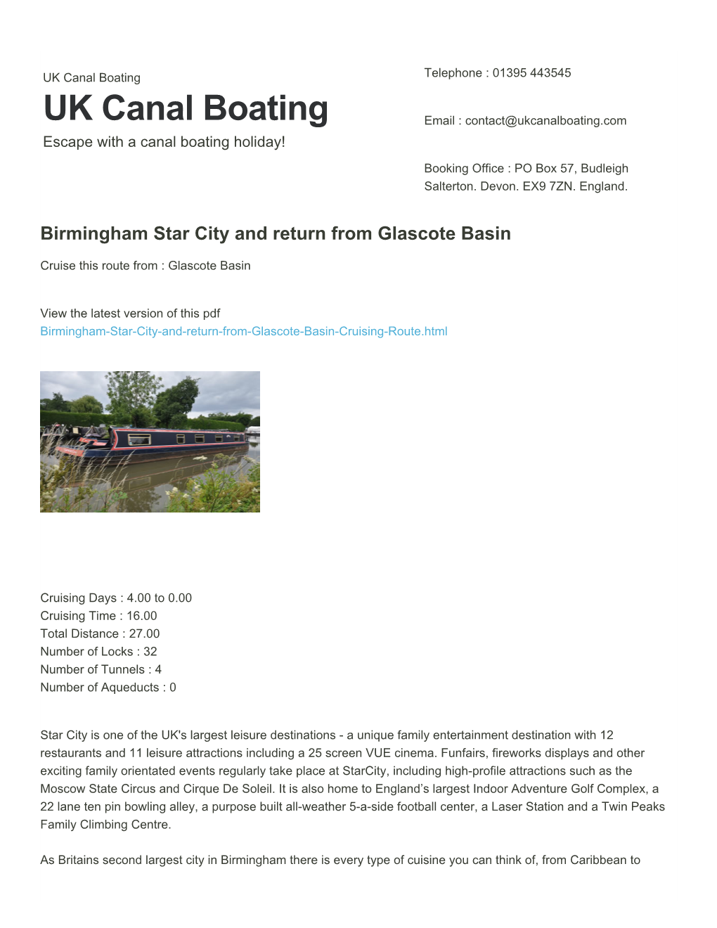 Birmingham Star City and Return from Glascote Basin | UK Canal Boating