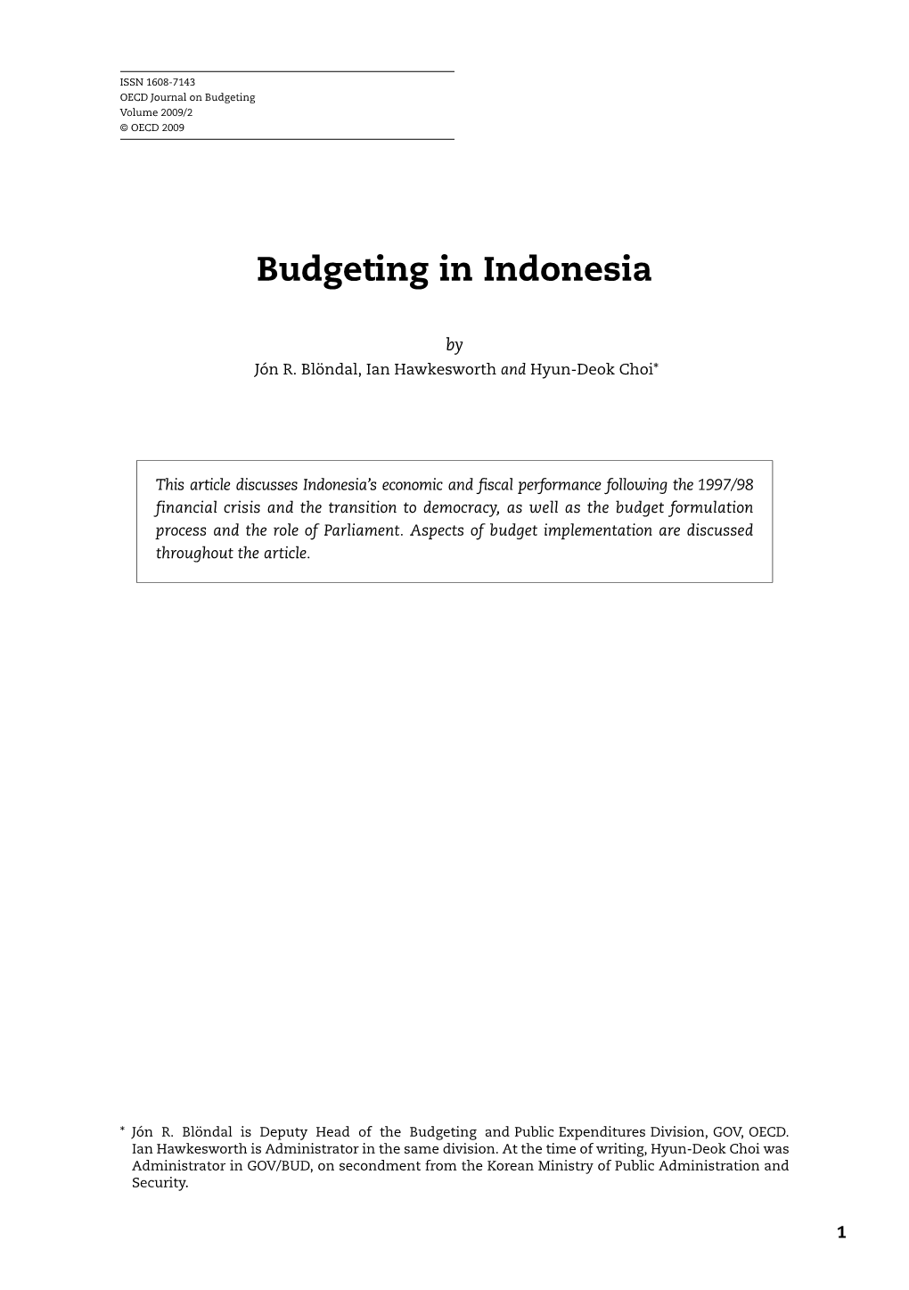 Budgeting in Indonesia