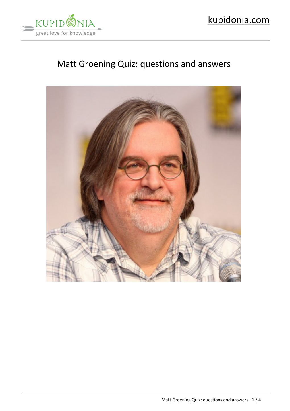 Matt Groening Quiz: Questions and Answers