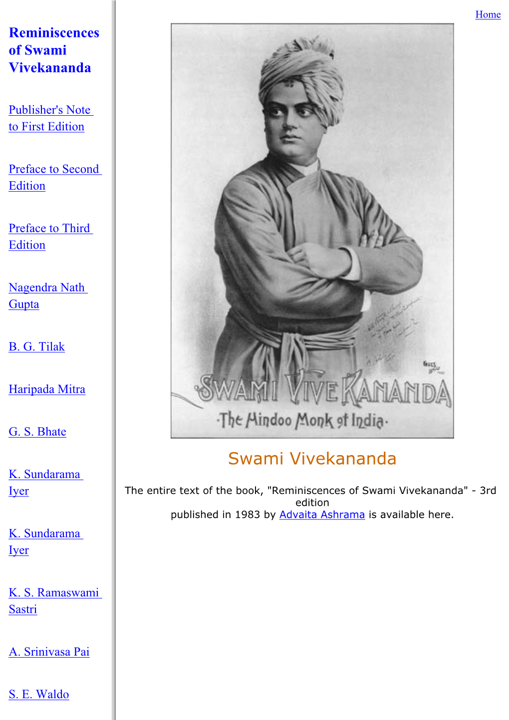 Reminiscences Swami Vivekananda