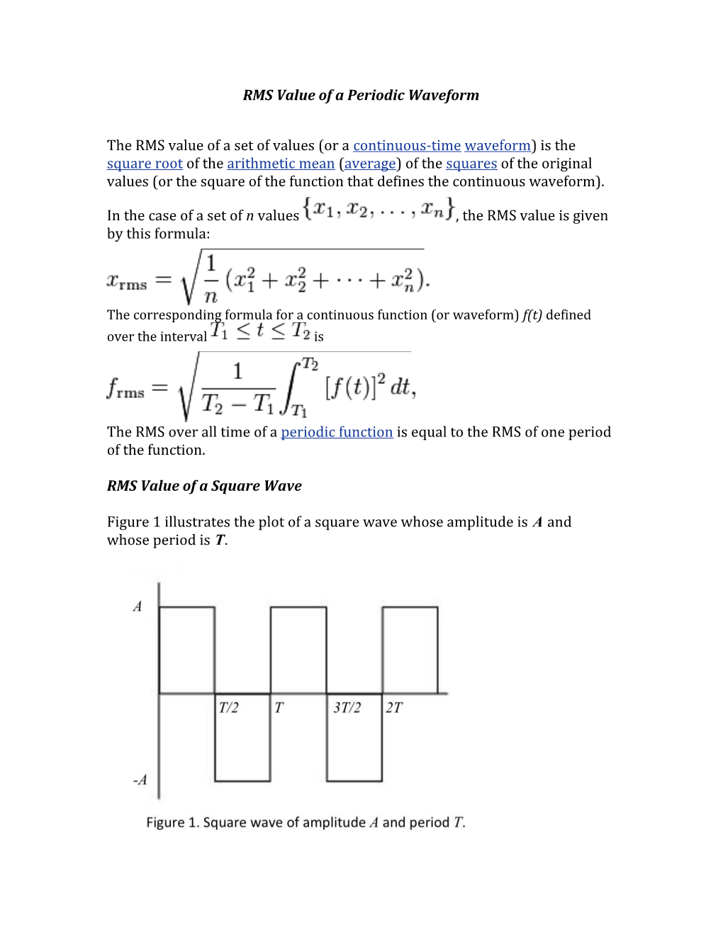 RMS Value of a Periodic Waveform