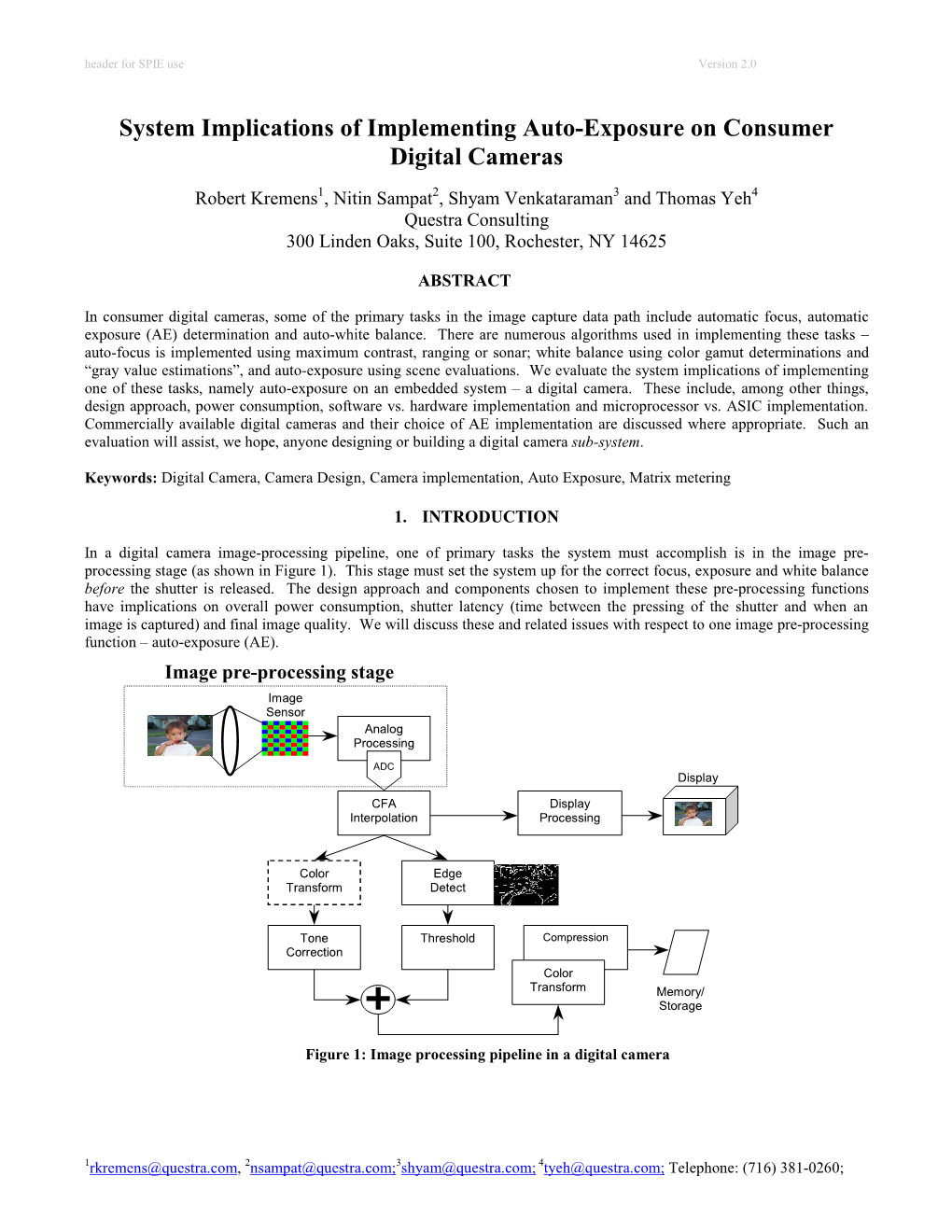 Auto Exposure System for Digital Cameras