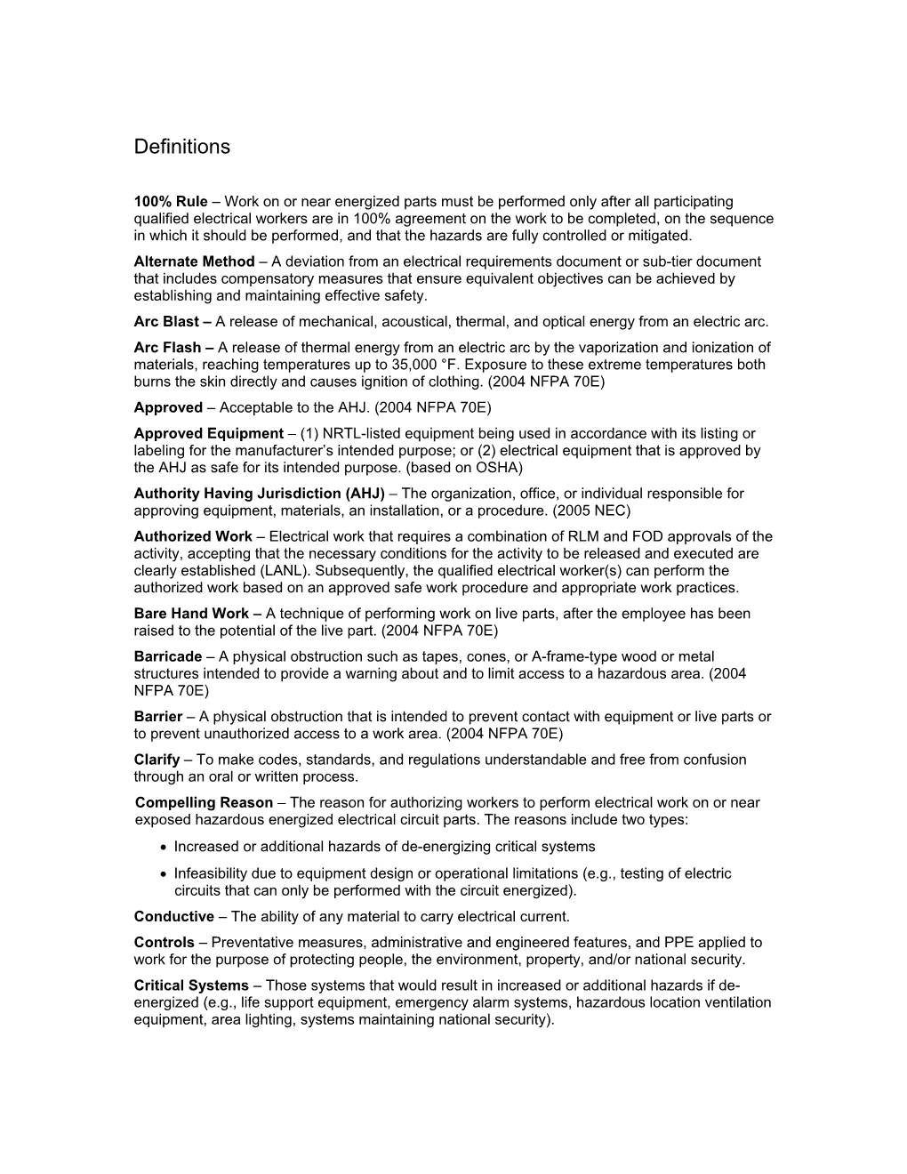 Electrical Safety Definitions