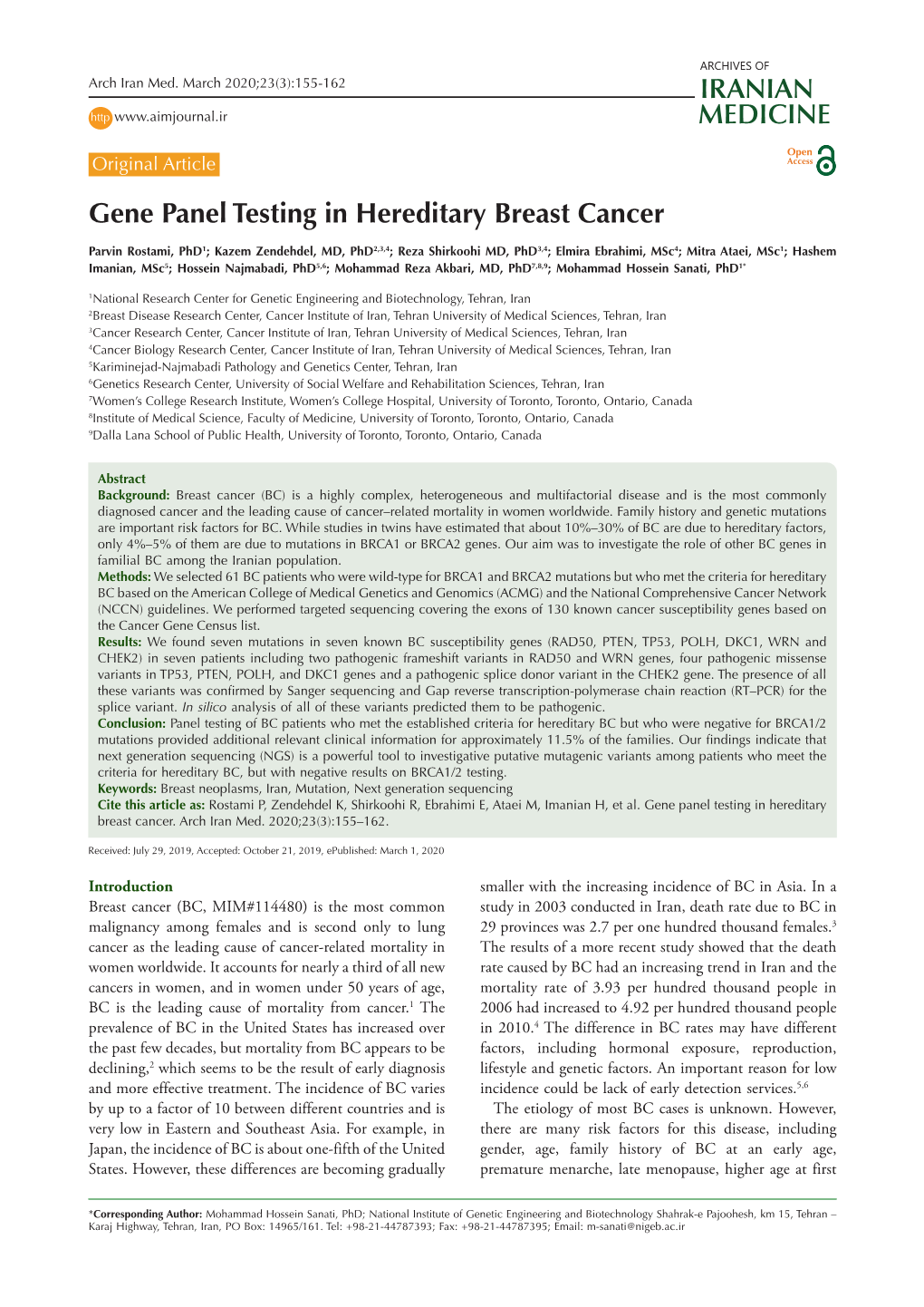 Gene Panel Testing in Hereditary Breast Cancer