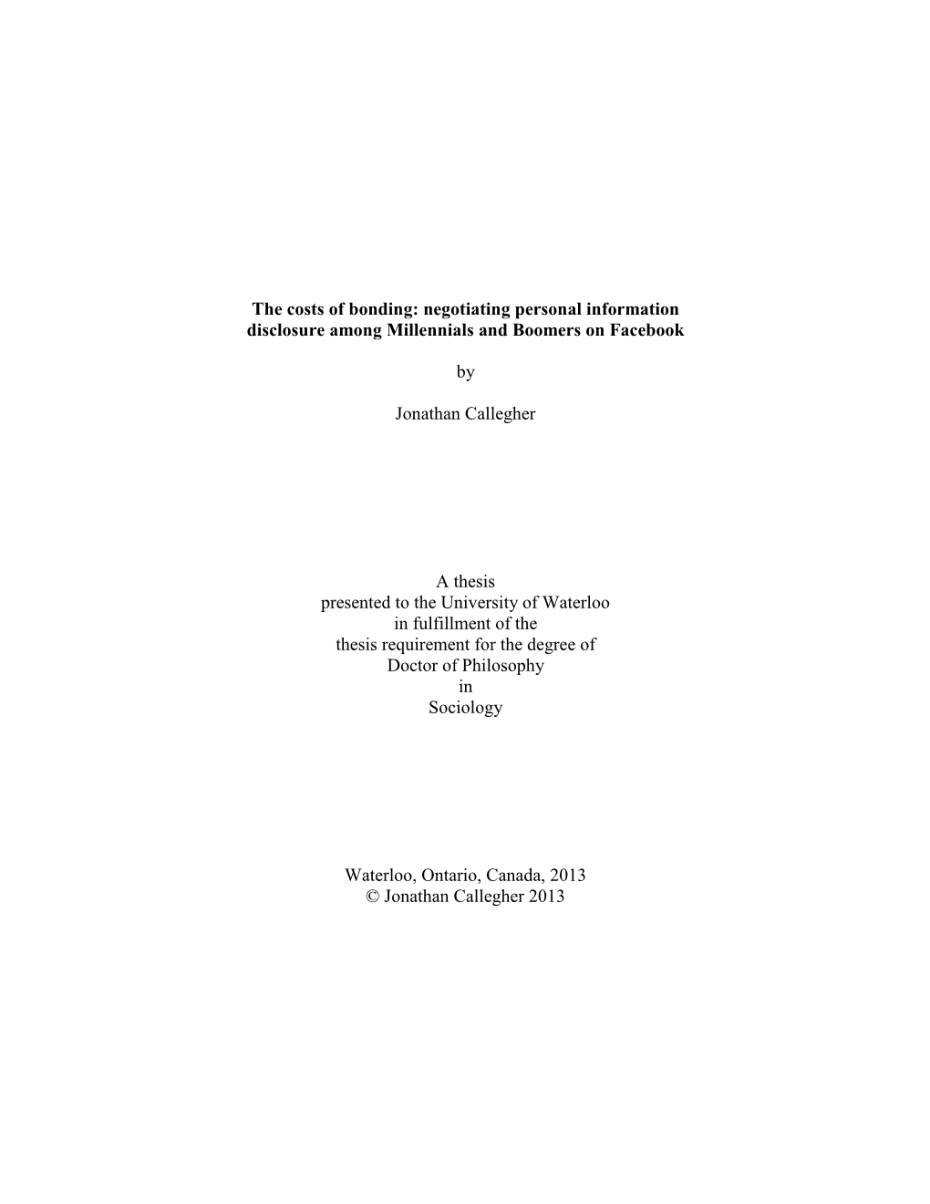 The Costs of Bonding: Negotiating Personal Information Disclosure Among Millennials and Boomers on Facebook