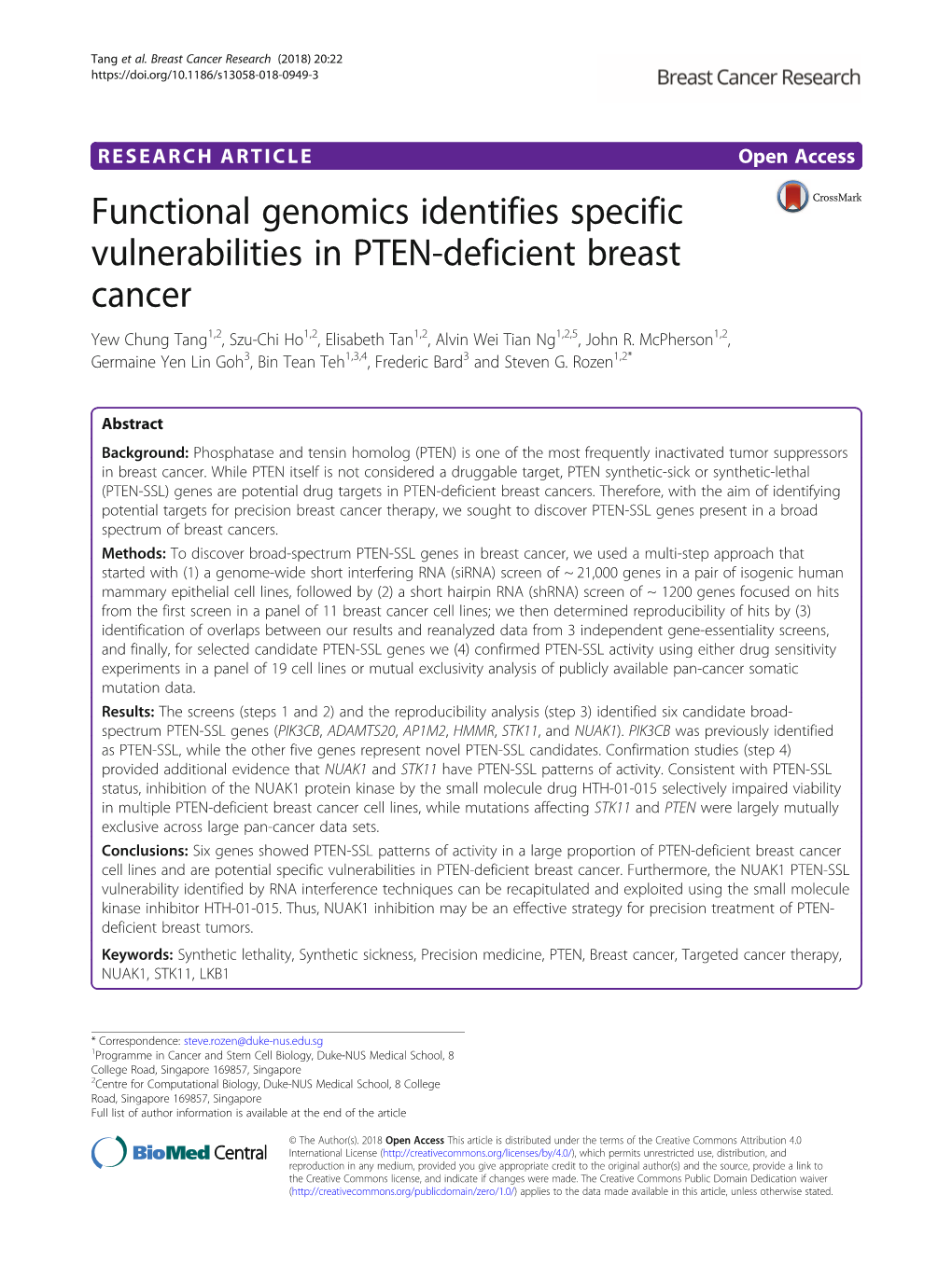Functional Genomics Identifies Specific Vulnerabilities in PTEN-Deficient