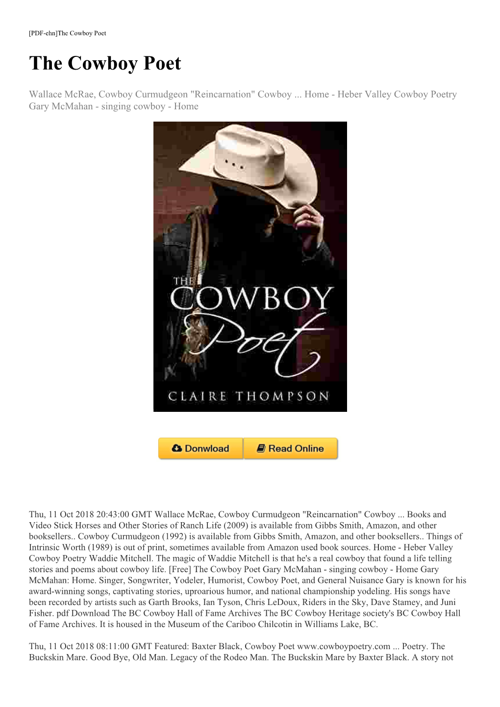 The Cowboy Poet the Cowboy Poet