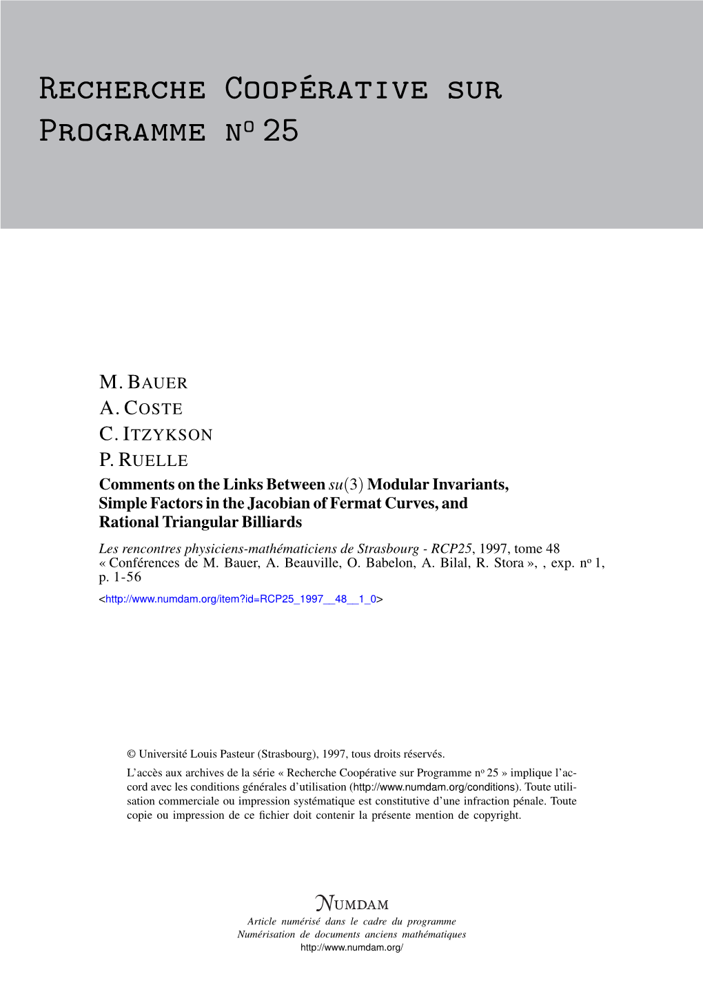 Modular Invariants, Simple Factors in the Jacobian of Fermat