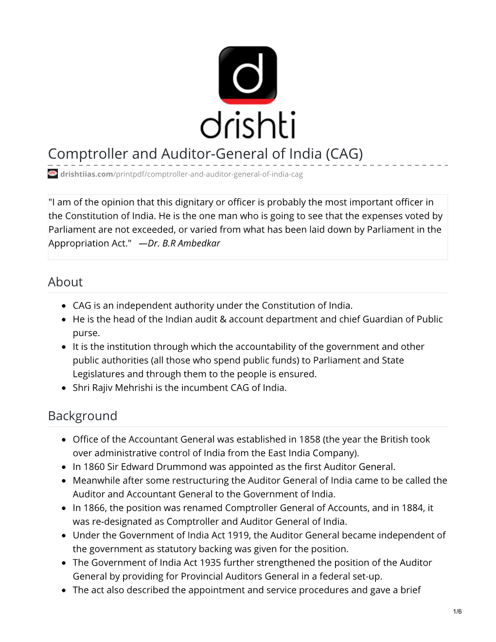 Comptroller and Auditor-General of India (CAG)