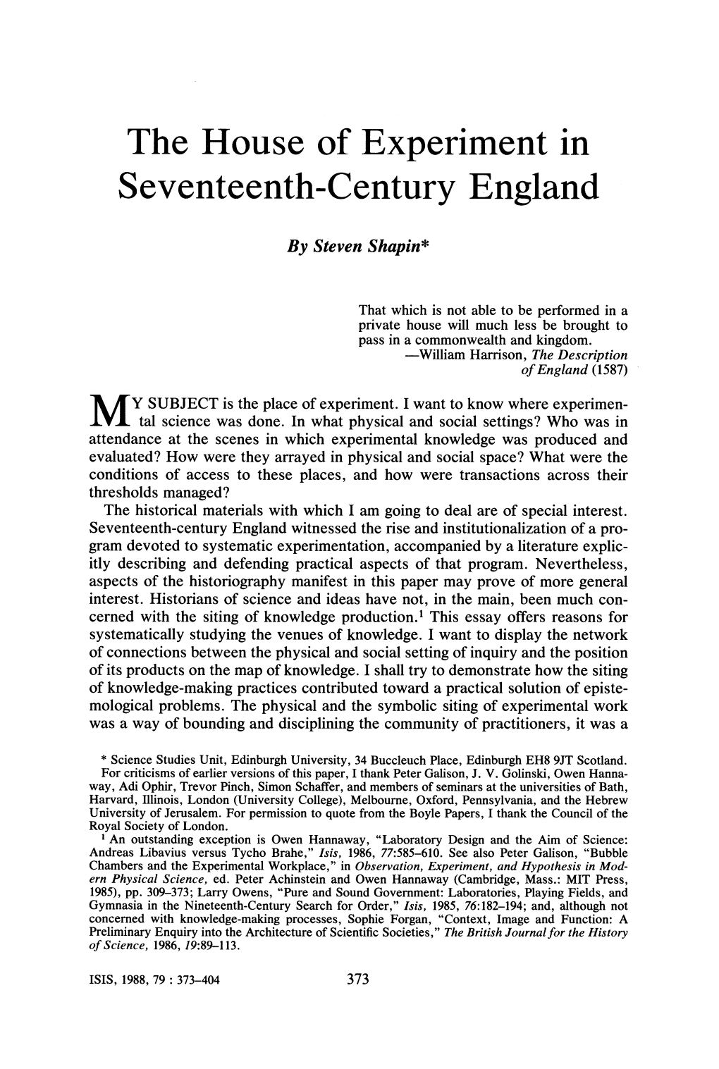 The House of Experiment in Seventeenth-Century England