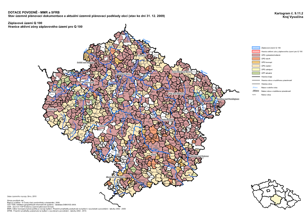 DOTACE POVODNĚ - MMR a SFRB Kartogram Č