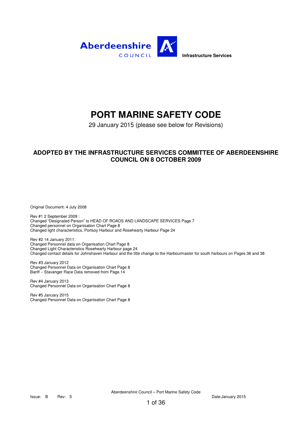 PORT MARINE SAFETY CODE 29 January 2015 (Please See Below for Revisions)