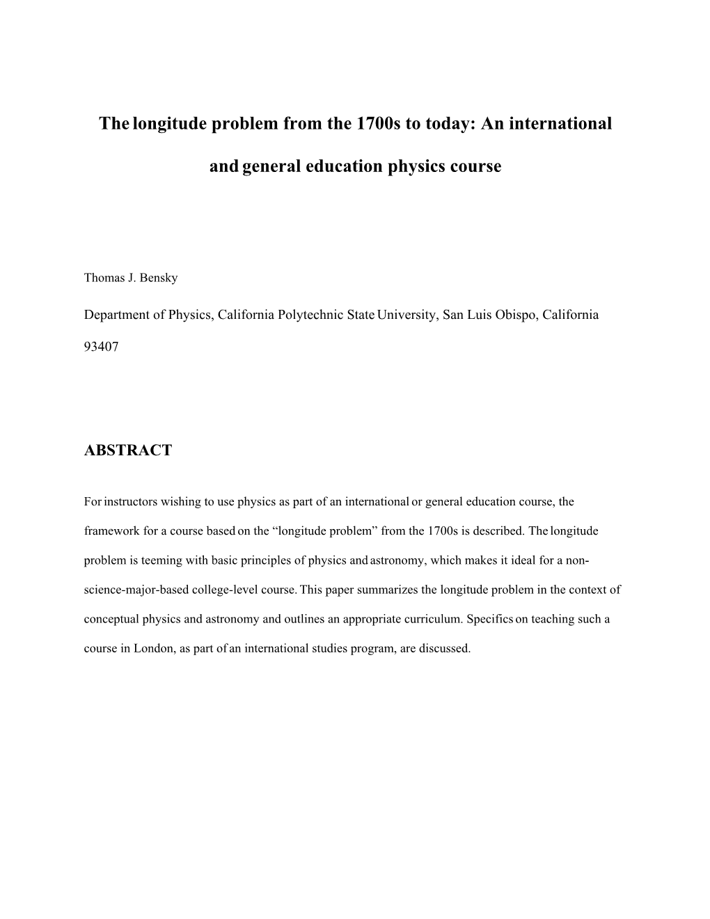 The Longitude Problem from the 1700S to Today: an International