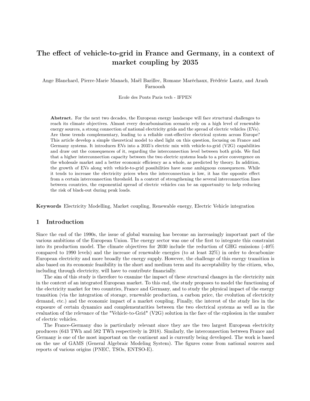 The Effect of Vehicle-To-Grid in France and Germany, in a Context Of