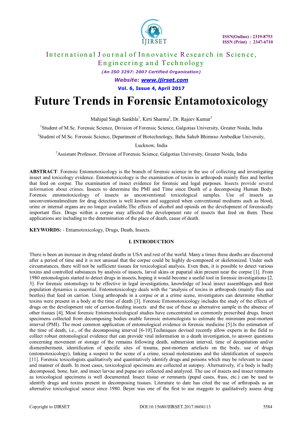Future Trends in Forensic Entamotoxicology