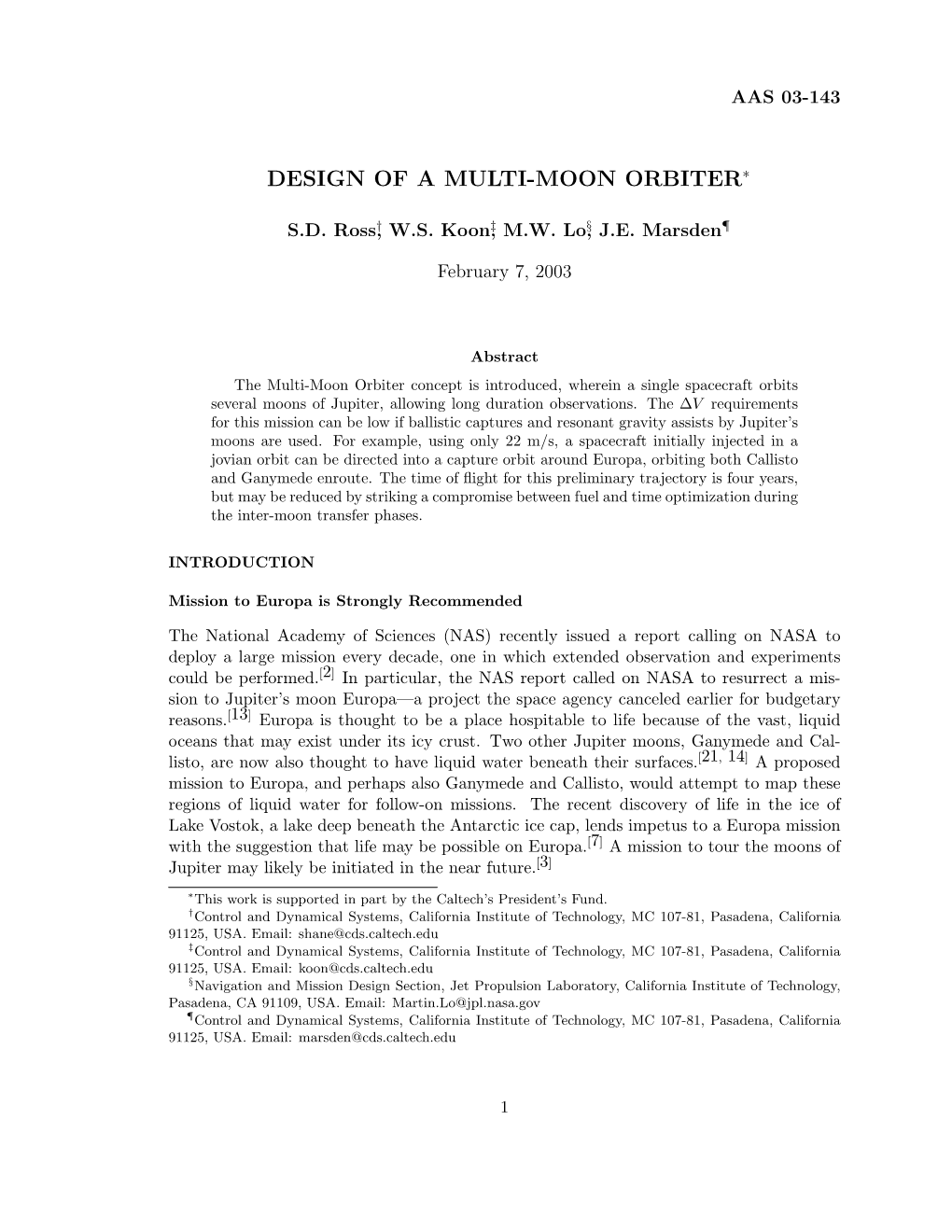 Design of a Multi-Moon Orbiter∗