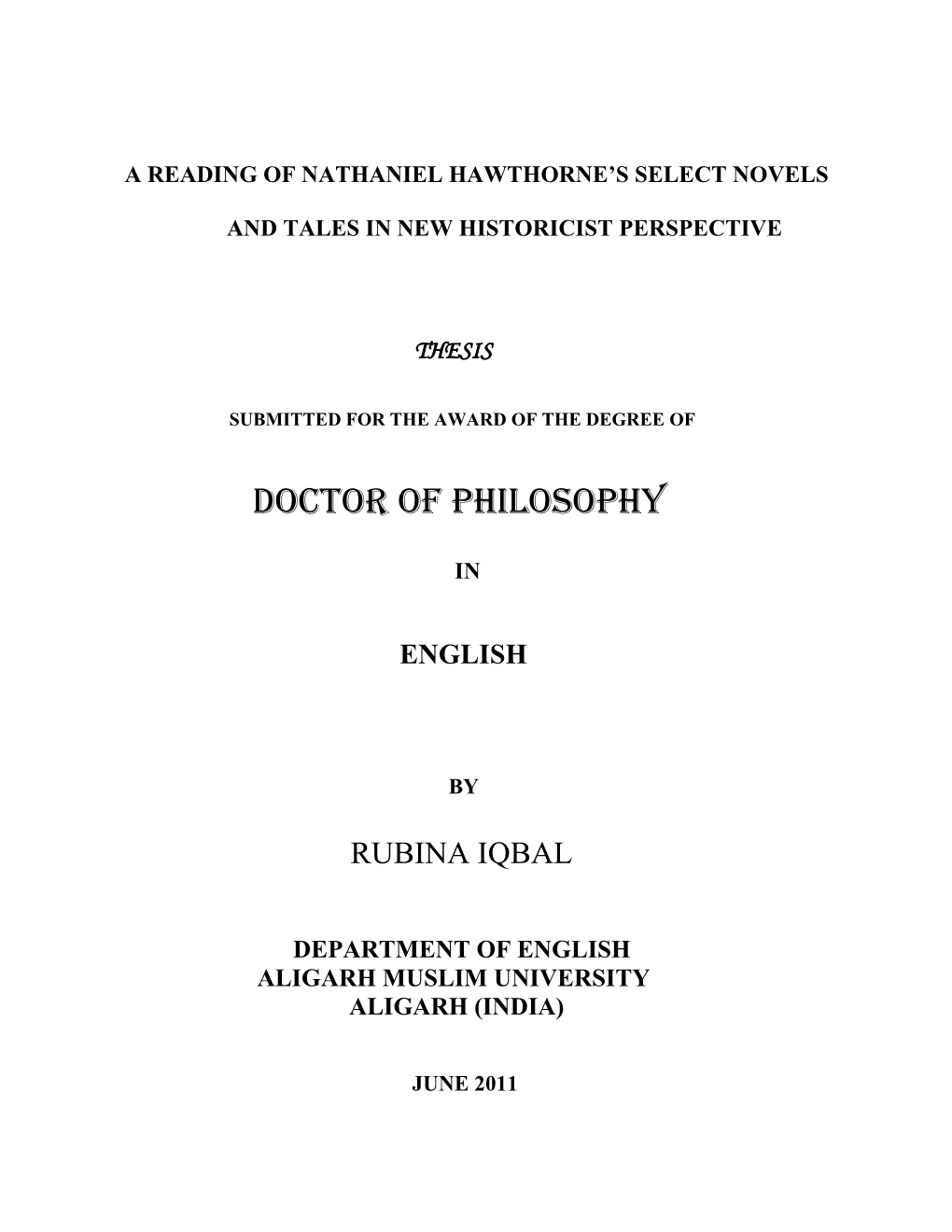 Doctor of Philosophy