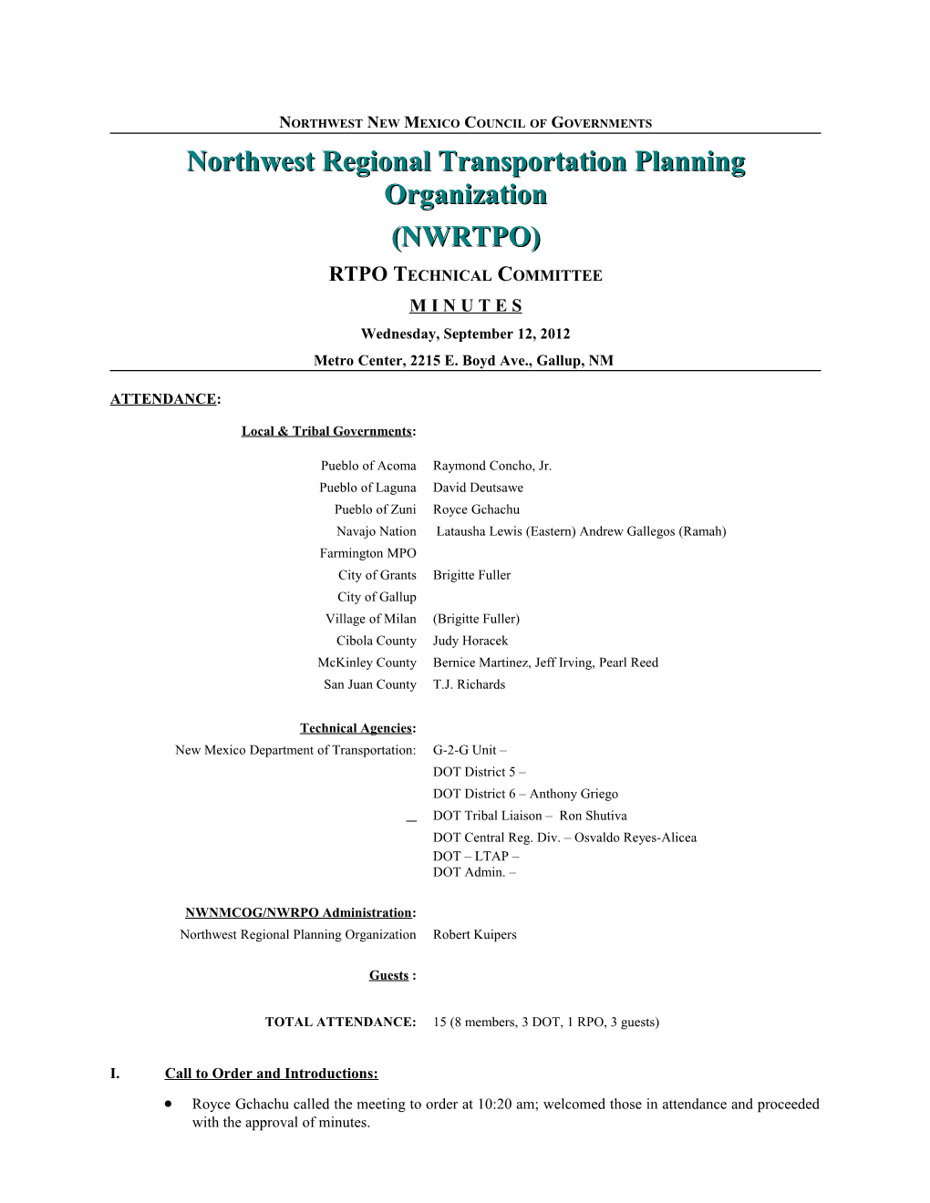 Northwest Regional Transportation Planning Organization