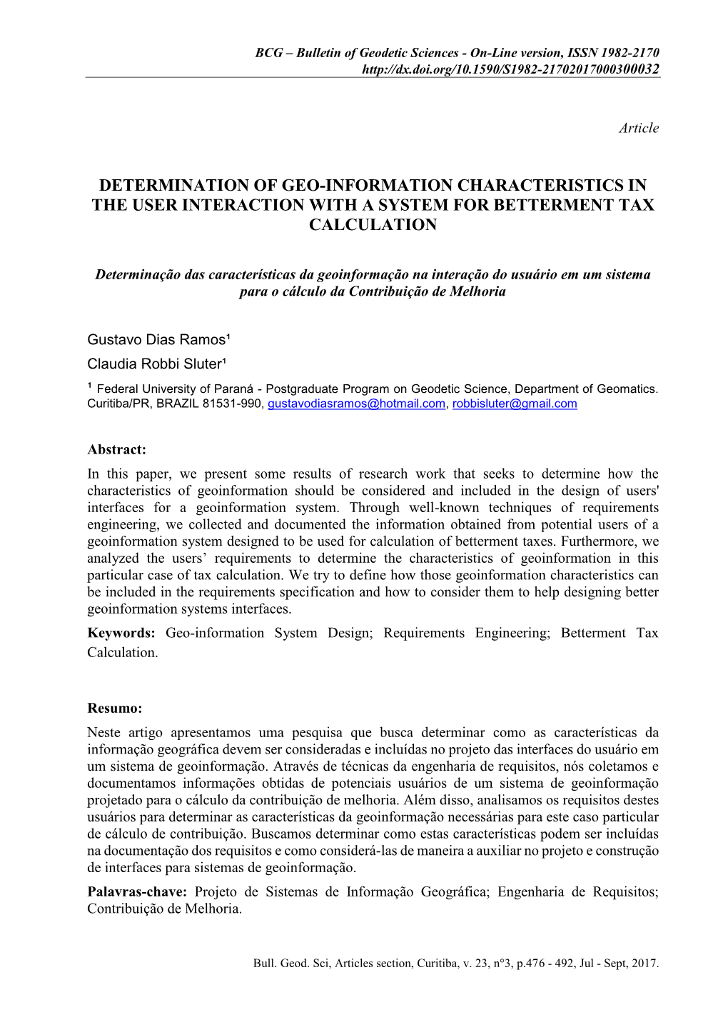Determination of Geo-Information Characteristics in the User Interaction with a System for Betterment Tax Calculation