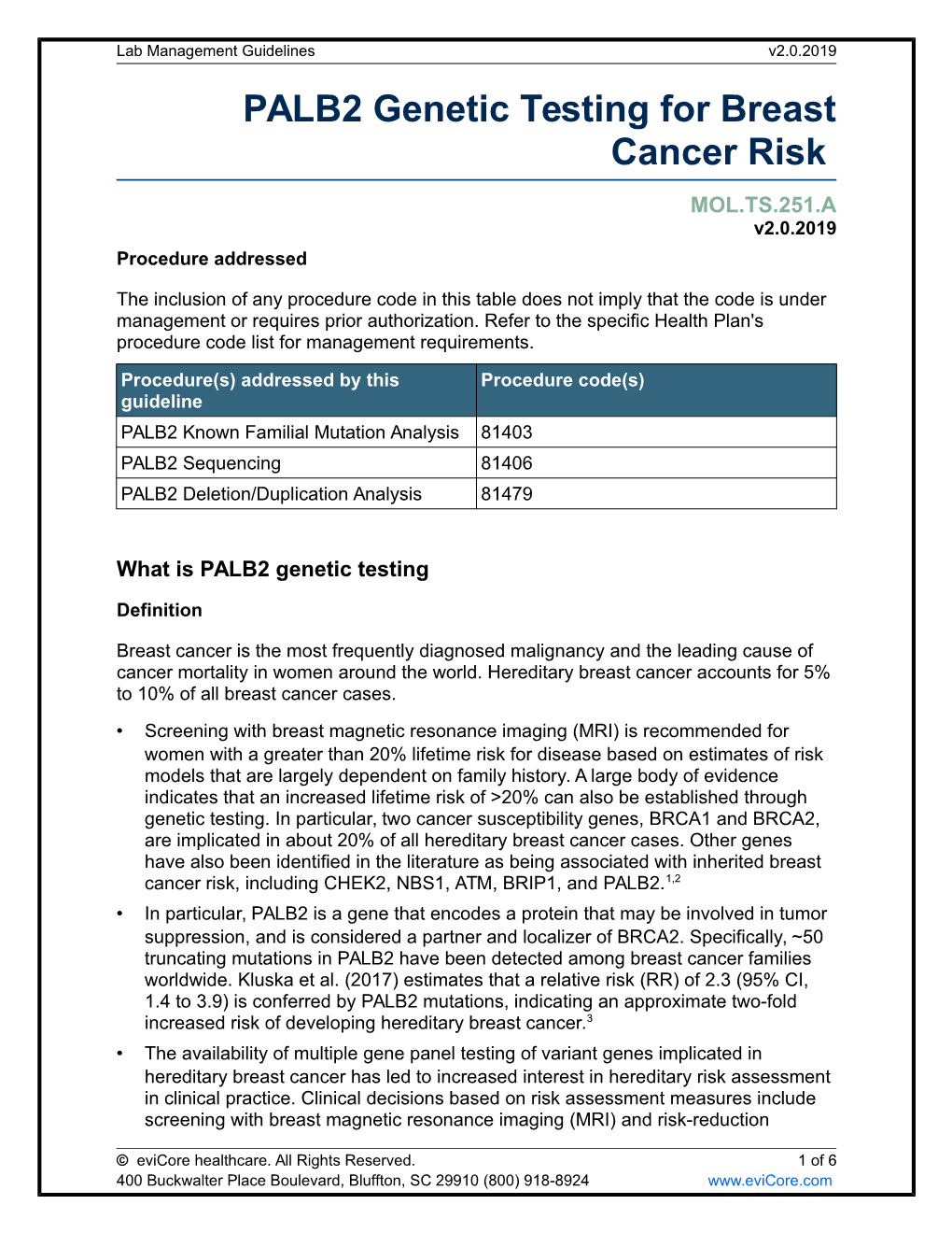 PALB 2 Genetic Testing