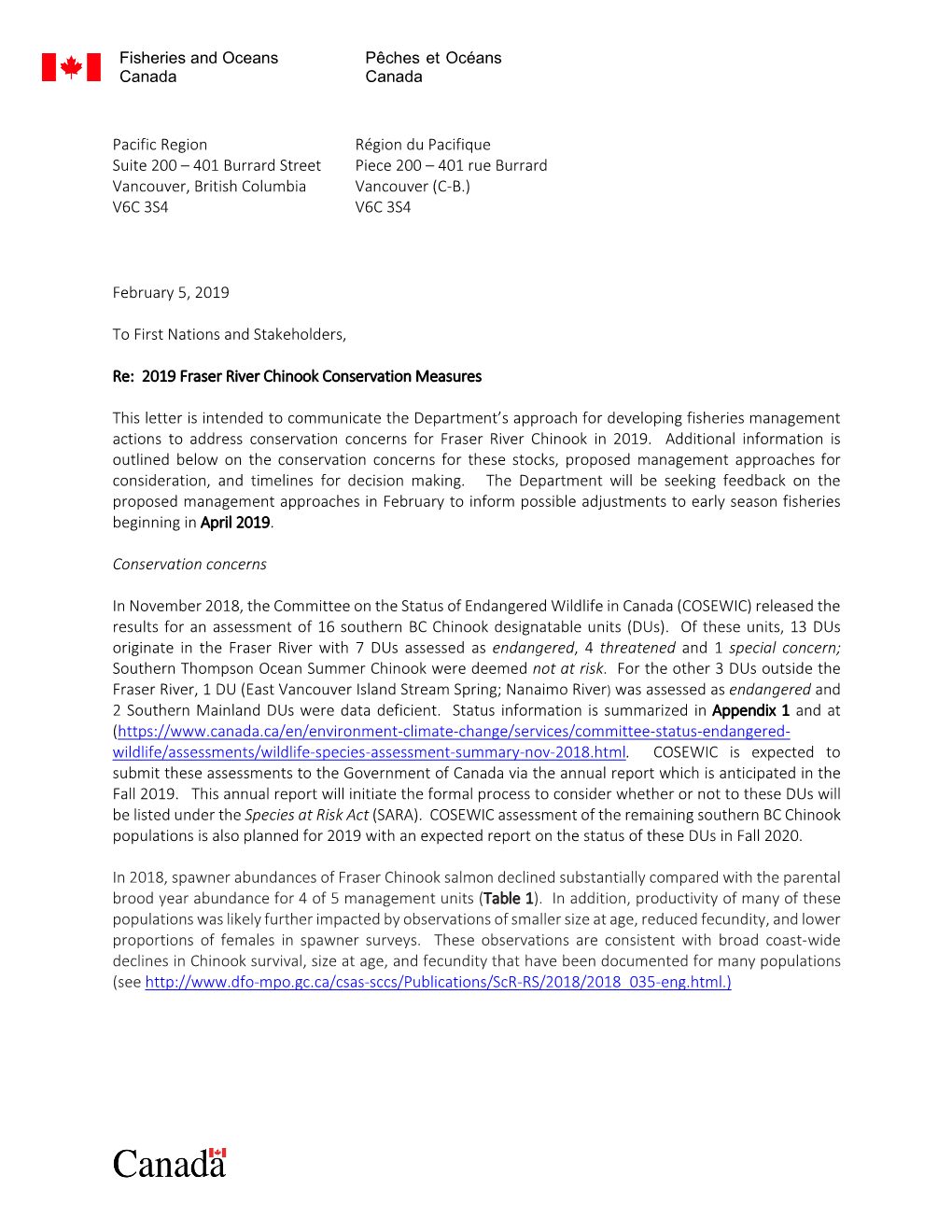 Pacific Region Région Du Pacifique Suite 200 – 401 Burrard Street Piece 200 – 401 Rue Burrard Vancouver, British Columbia Vancouver (C-B.) V6C 3S4 V6C 3S4