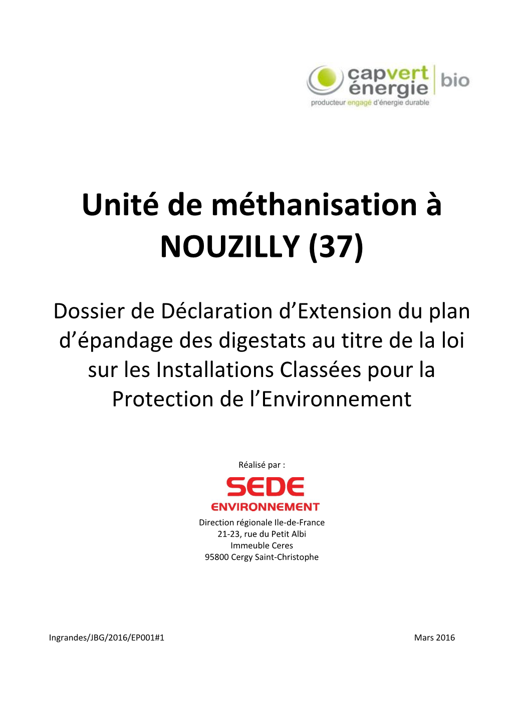 Unité De Méthanisation À NOUZILLY (37)