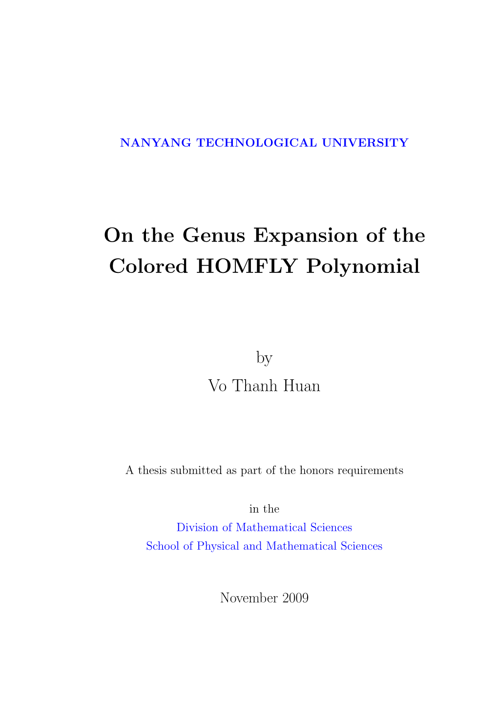 On the Genus Expansion of the Colored HOMFLY Polynomial