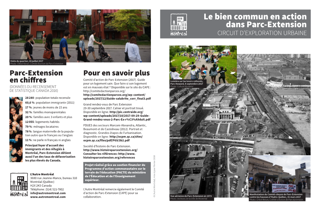 Le Bien Commun En Action Dans Parc-Extension CIRCUIT D’EXPLORATION URBAINE