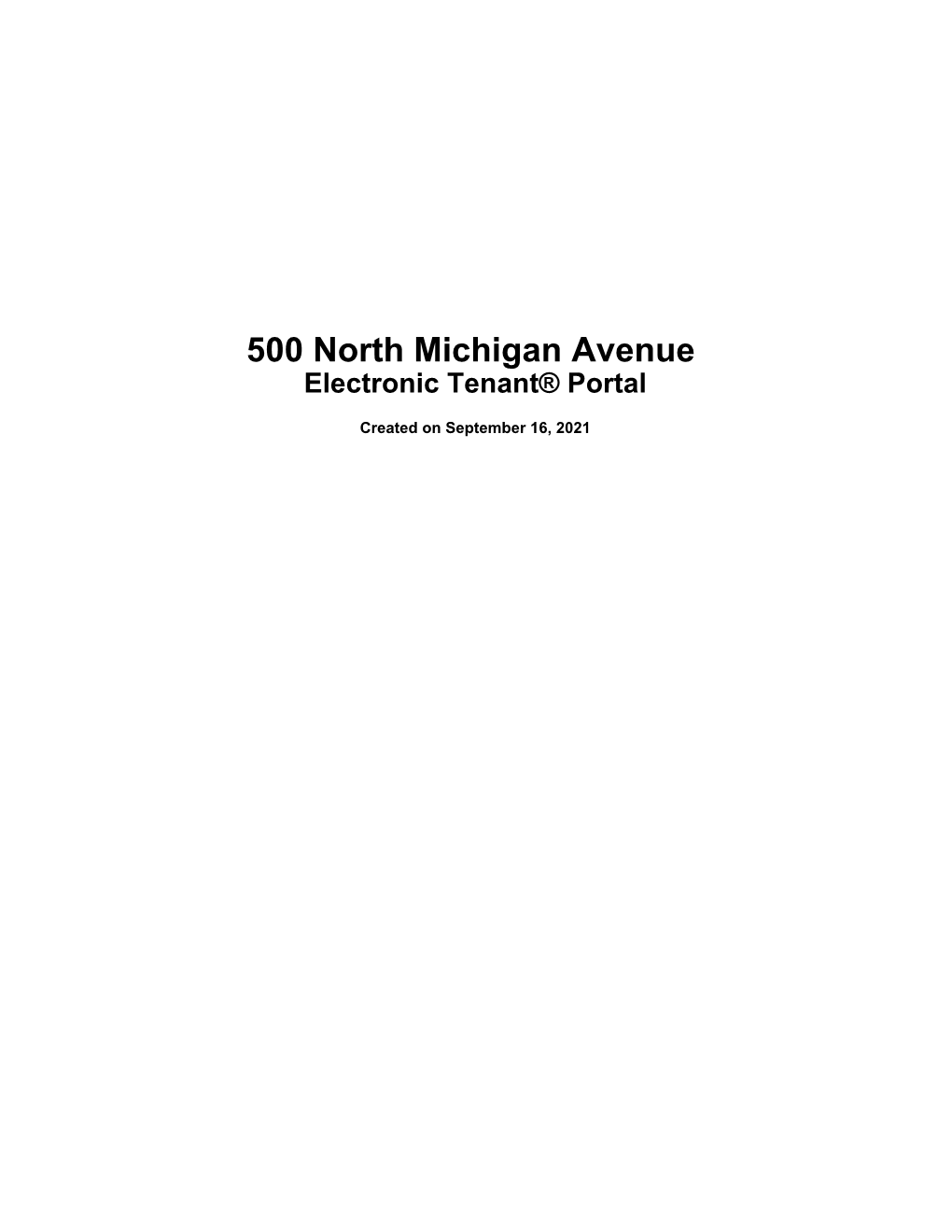 500 North Michigan Avenue Electronic Tenant® Portal
