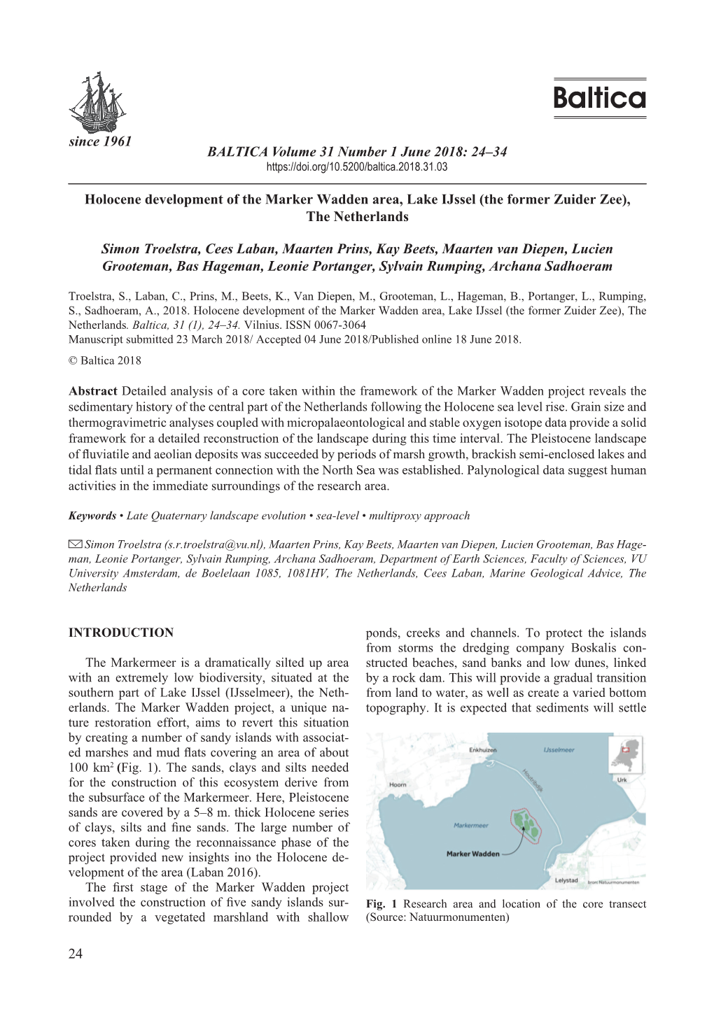 24–34 Holocene Development of the Marker Wadden Area, Lake Ijssel