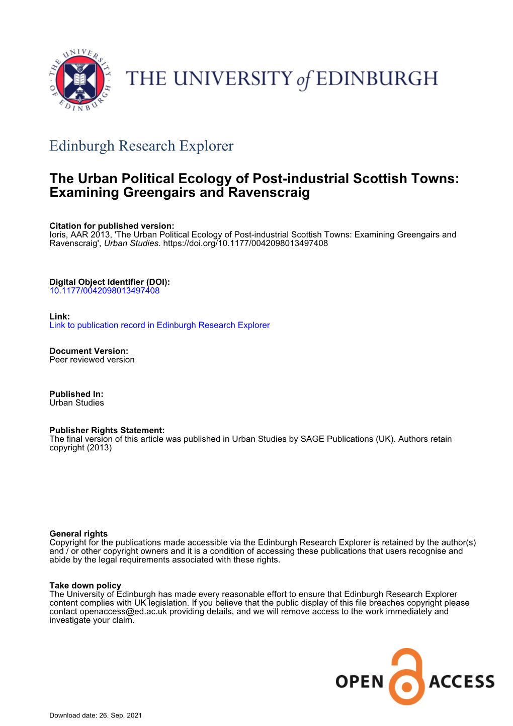 Examining Greengairs and Ravenscraig