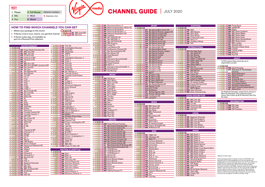 CHANNEL GUIDE JULY 2020 2 Mix 5 Mixit + PERSONAL PICK 3 Fun 6 Maxit