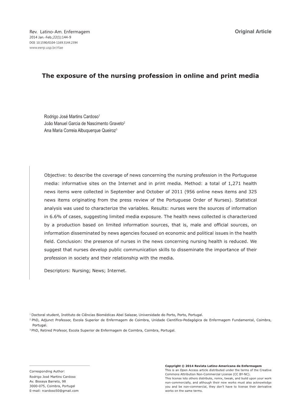 The Exposure of the Nursing Profession in Online and Print Media