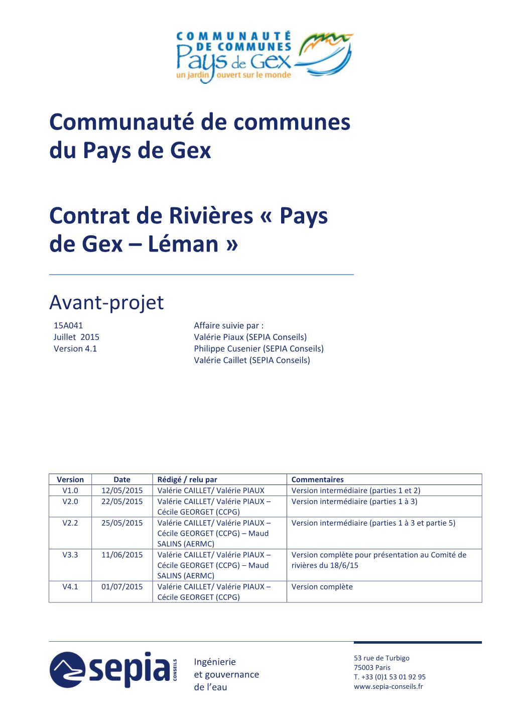 Communauté De Communes Du Pays De Gex Contrat De Rivières