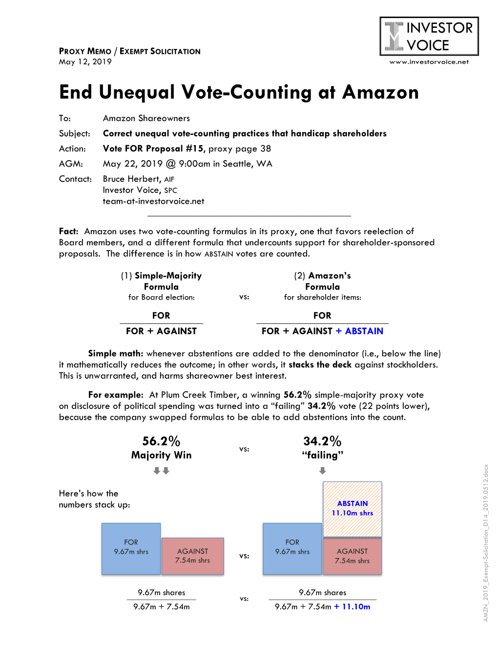 End Unequal Vote-Counting at Amazon