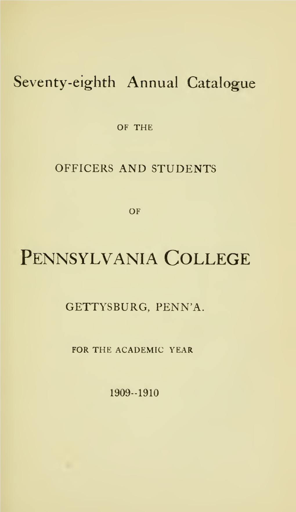 Gettysburg College Catalog