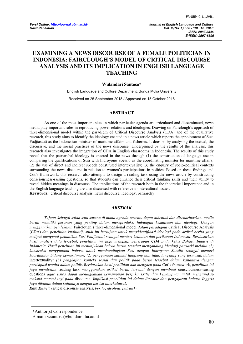 Fairclough‟S Model of Critical Discourse Analysis and Its Implication in English Language Teaching