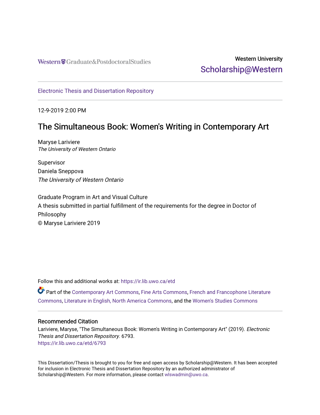 The Simultaneous Book: Women's Writing in Contemporary Art