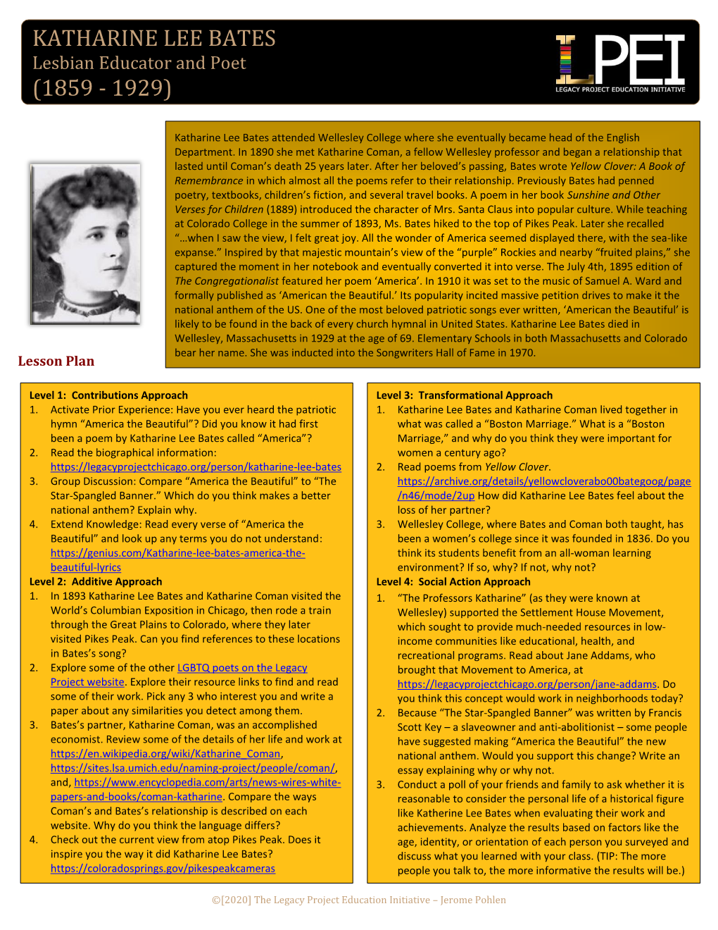 Katherine Lee Bates Lesson Plan